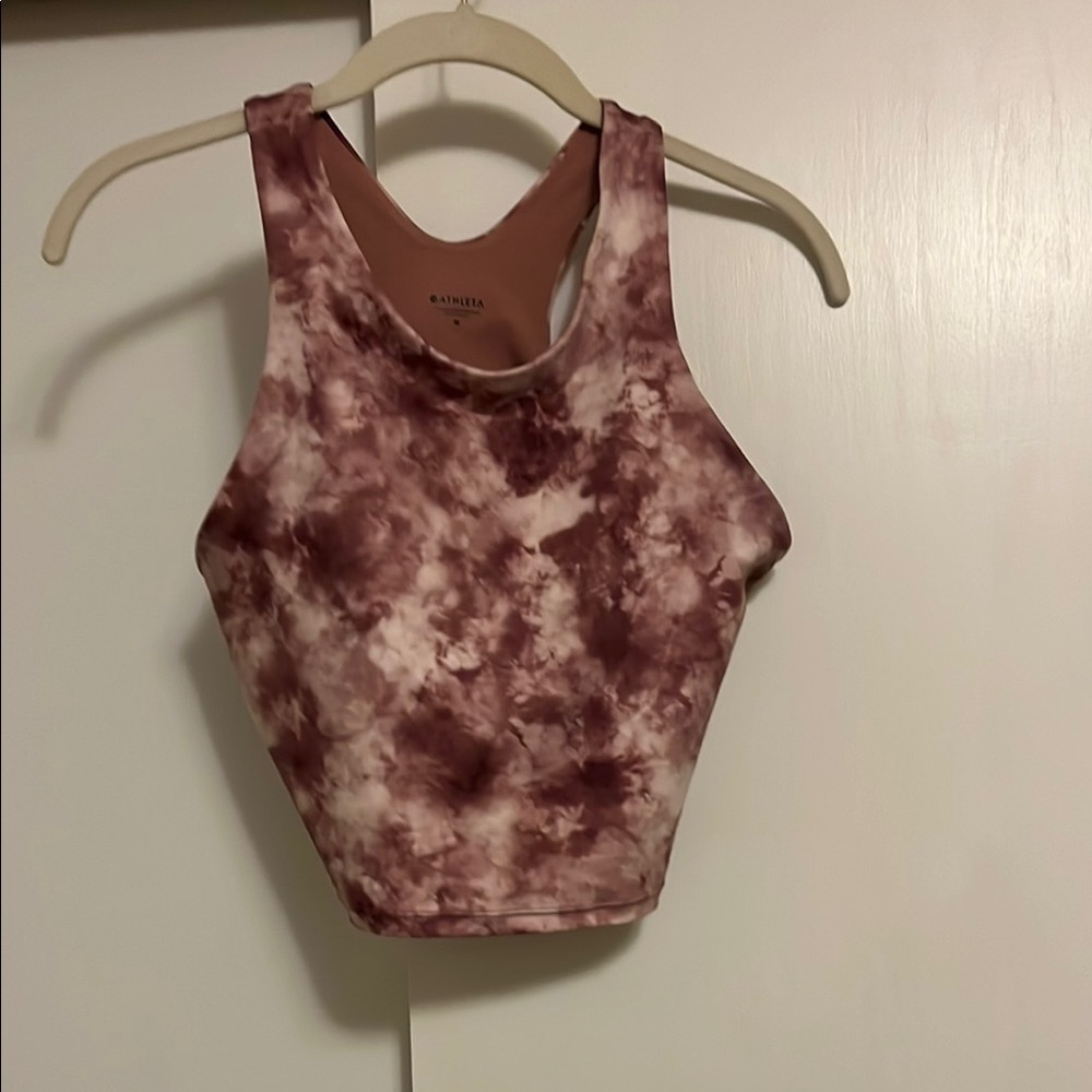 Athleta Mauve Tie-Dye High Neck Sports Bra